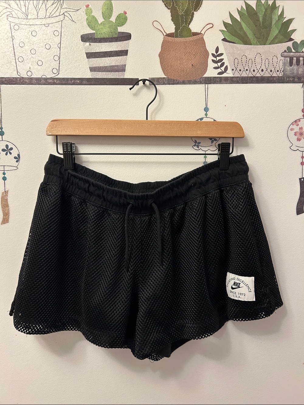 Nike Black Mesh Athletic Shorts with Drawstring